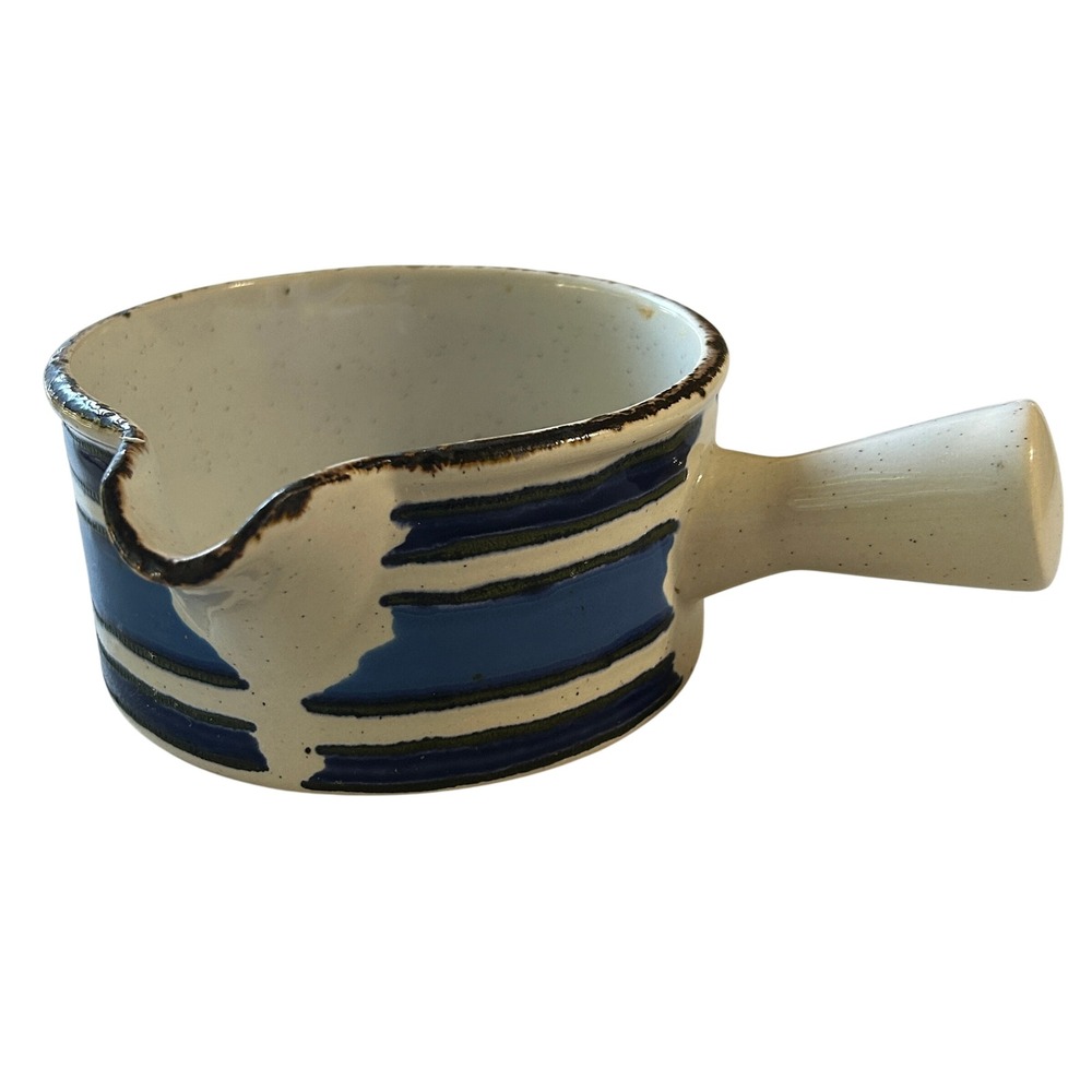 Midwinter Stonehenge Blue Dahlia Sauce Boat Small Blue Striped Stoneware England